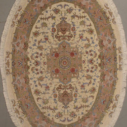 Oval Persian Tabriz rug 5' X 7' - Area Rugs