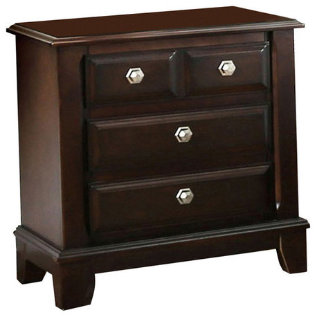 Litchville Contemporary Night Stand In Brown Cherry Finish