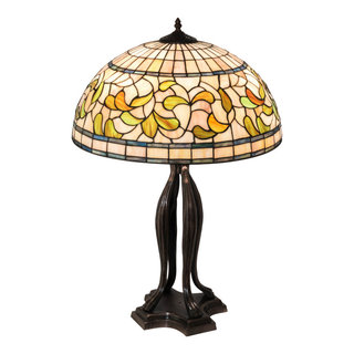 Meyda 17H Tiffany Dragonfly W/Tiffany Mosaic Base Table Lamp