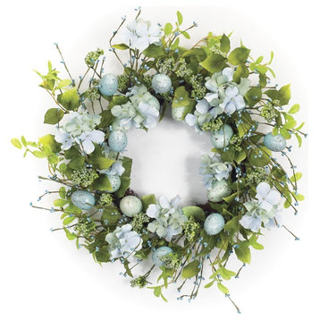 Melrose Home Decorative Egg/Floral Wreath 22"D Foam