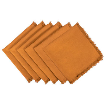 DII Solid Pumpkin Spice Heavyweight Fringed Napkin, Set of 6