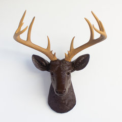 Near and Deer ND1708 Faux Taxidermy 14 Point Deer Head Wall Mount, Black/Gold