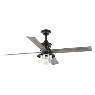 Gillen 1 Light 56 in. Outdoor Fan, Matte Black, Rustic Charcoal - Beach ...