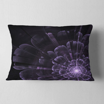 Glowing Crystal Purple Fractal Flower Floral Throw Pillow, 12"x20"