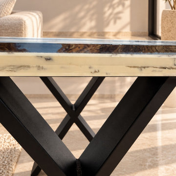 Olive Wood Marble Essence Side Table