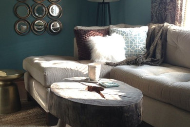 Example of a transitional living room design in Other