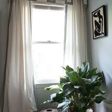 Master Bedroom in Green and Coral