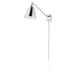 Maxim Lighting - Maxim Lighting 12222PN Library - 32.25" One Light Wall Sconce - Direct the light exactly where you want it using the articulated arms and metal shades of the Library series. At the backplate, the arm pivots left or right and up or down to direct the light. Additional articulated arms angle the shade or extend or contract the distance of the light source from the wall. Available in Polished Nickel and Heritage Brass finishes, the Library collection evokes industrial era classicism perfect for use as a task light or accent light. Complimentary table and floor lamps complete the collection.   Warranty: 1 Year Mounting Direction: DirectionalLibrary 32.25" One Light Wall Sconce Polished Nickel *UL Approved: YES *Energy Star Qualified: n/a  *ADA Certified: n/a  *Number of Lights: Lamp: 1-*Wattage:100w E26 Medium Base bulb(s) *Bulb Included:No *Bulb Type:E26 Medium Base *Finish Type:Polished Nickel