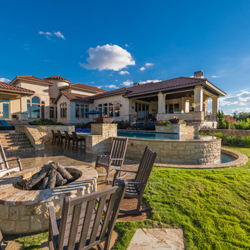 Split level entertaining pool and spa