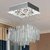 Torrent 4-Light Chrome Finish & Raindrop Crystal 12" Square Flush Ceiling Light