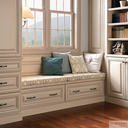 KraftMaid: Window Seat in Mushroom with Cocoa Glaze - Indoor Benches