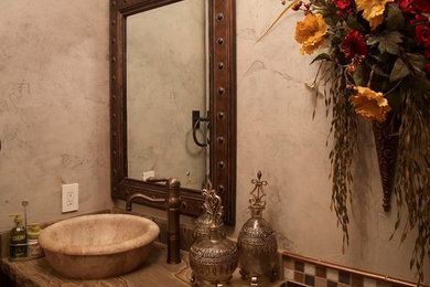 Powder room - rustic powder room idea in Denver
