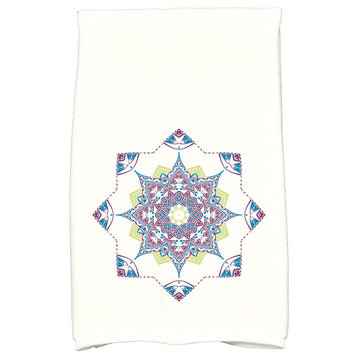 Snowflake Star Holiday Geometric Print Kitchen Towel, Purple