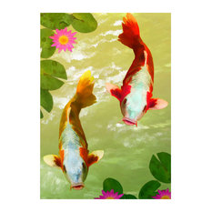 Asia Fish Koi Sealife, 12"H x 16"W x 0.1"D