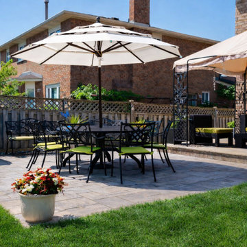 Backyard Patio & Side Yard – Unilock Pavers, Flagstone & Natural Stone