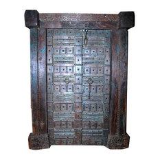 Mogulinterior.com - Consigned Antique Doors Hand-Carved Blue Patina Reclaimed Teak - Interior Doors