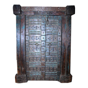 Mogulinterior.com - Consigned Antique Doors Hand-Carved Blue Patina Reclaimed Teak - Interior Doors