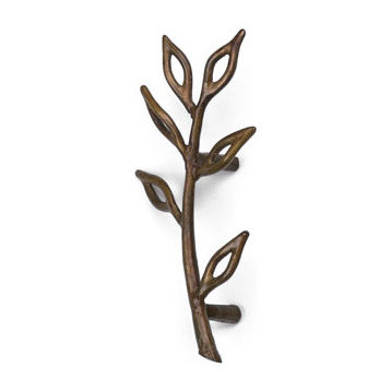 Pull 3" cc, Oil Rubbed Contemporary Bronze and Stainless Steel Leaf Pull