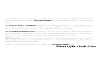Appliance Repair Milton - Platinum Appliance Repair (289) 270-0316