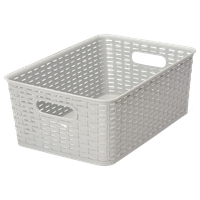 Plastic Rattan Storage Box Basket Organizer, Gray, Medium-Pack of 1