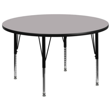 42'' Round Gray Thermal Laminate Activity Table Height Adjustable Short Legs