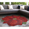 Frontporch Poinsettia Indoor/Outdoor Rug Red 3' Round