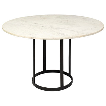 Tanner II White Marble Top w/Black Metal Base 48" Round Dining Table