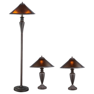 Serena d'italia Mica 3-Piece Bronze Floor and Table Lamp Set