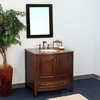 36" Single Sink Vanity, Solid Wood, Dark Walnut Finish, Brown Marble Top