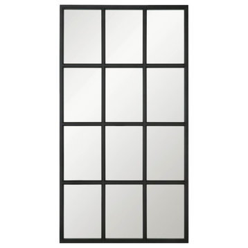 85" Black Grid Floor Mirror Extra Large Leaner