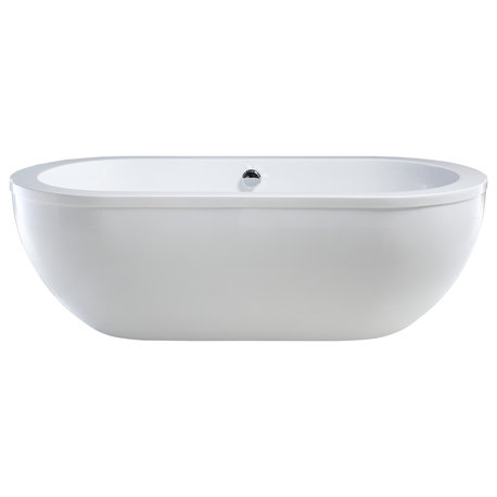 Vanity Art Freestanding Acrylic Soaking Bathtub, White, 71" x 34"