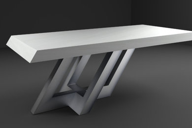 Ess- / Konferenztisch aus Beton + Edelstahl