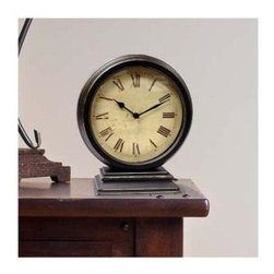 Dais Antique Dial w/ Distress Black Finish Clock - Desk And Mantel Clocks