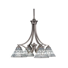 Zilo 4 Light Chandelier, Graphite Finish With 7" Pewter Tiffany Glass