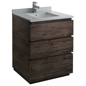 Fresca Formosa 30" Floor Standing Acacia Wood Bathroom Cabinet in Brown