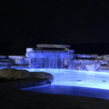 Night shot of pool