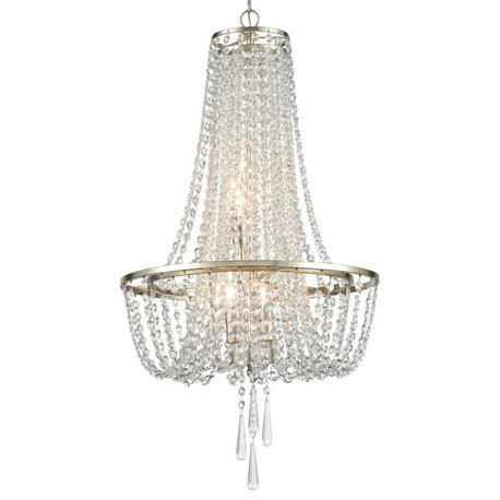 Arcadia 4 Light Chandelier in Antique Silver with Hand Cut Crystal