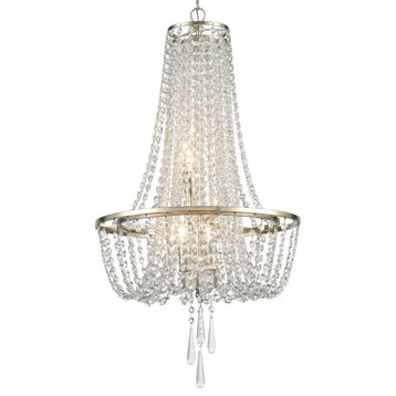 Arcadia 4 Light Chandelier in Antique Silver with Hand Cut Crystal