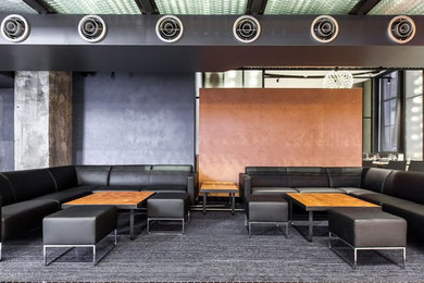 Inspiration for a large contemporary loft-style living room remodel in San Francisco with a bar