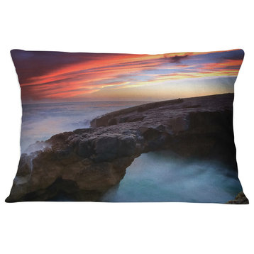 Colorful Cabo Raso Seashore Portugal Seashore Throw Pillow, 12"x20"