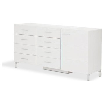 Lumiere 8-Drawer Dresser With LED Lighting, Frost White