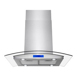 AKDY - AKDY 30" Stainless Steel Island Mount Range Hood With Tempered Glass - Range Hoods And Vents