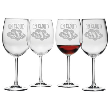 "On Cloud Wine" Wine Glasses, Set of 4