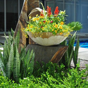 Sculpture and benches