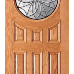 House Mahogany Wood 6 Panel Moulding Circle Modern Single Door - Front Doors