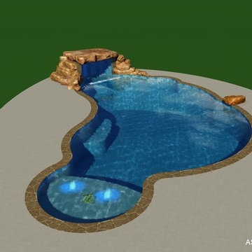 Custom Concrete Pool with Grotto and Waterfall