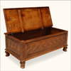 Langley Hand Carved Wood Storage Trunk Chest Coffee Table