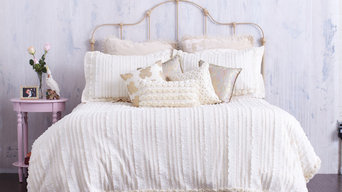 Cream Ruffled Duvet Cover With Rosette Trim