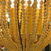 20" Iron Cream Beaded Pendant Chandelier, Romantic Pearl 4-Light Antique