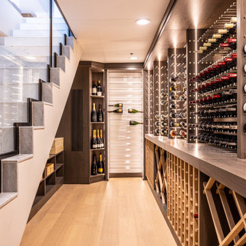 Two-Story Custom Staircase Glass WCustom Staircase Glass Wine Cellar & Display C